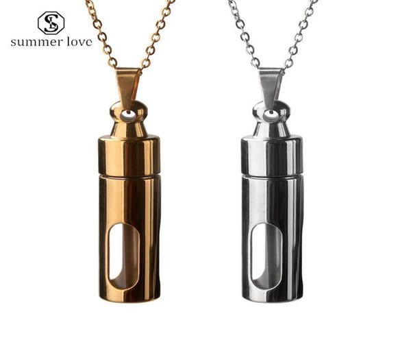 

new arrival stainless steel empty cremation urn pendant necklace couple gold silver screwable perfume bottles necklace valentine2523383