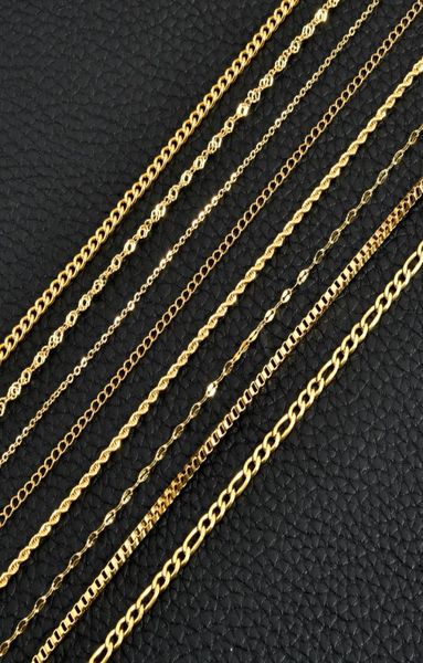 

18k gold plated stainless steel necklace chain gold and silver diy handmade chains whole1602942