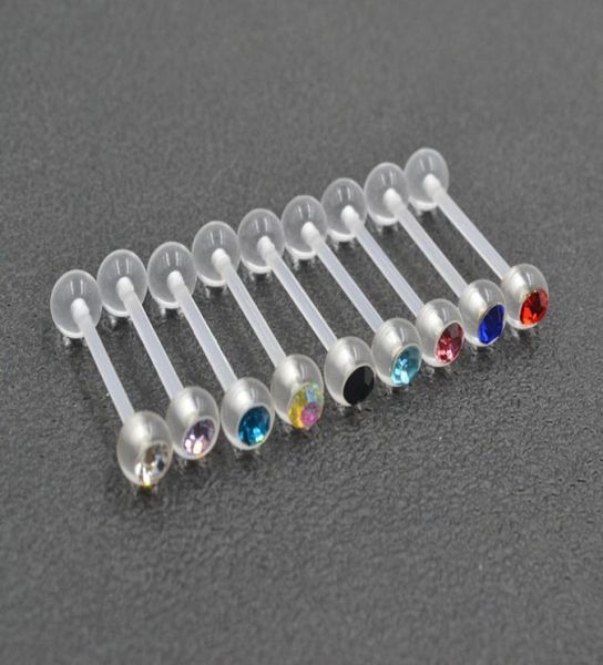 

new fashion acrylic transparent tongue ring barbell bar pregnant women navel ring femme body piercing jewelry8976264, Silver
