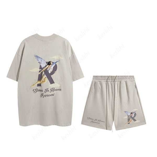 

men's suit mens t shirt pants 2 piece sets designer men woman black white t-shirt hip hop streetwear clothing loose design252s 40, White;black