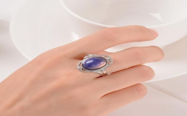 

vintage retro color change mood ring oval emotion feeling changeable ring temperature control color rin sqcsdi homes20073449580, Silver