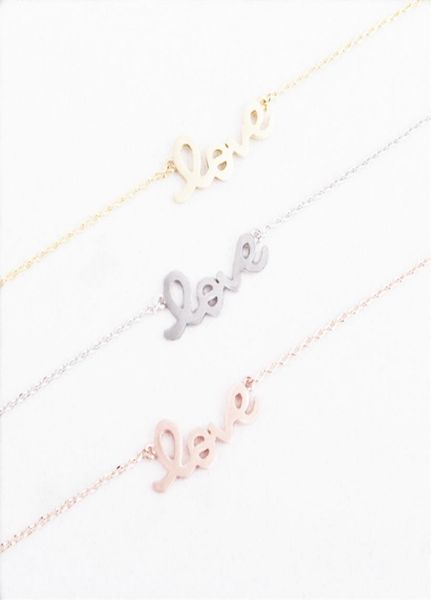 

fashion shapes of letters goldcolor love plated necklace pendant necklace for women gift whole3392649, Silver