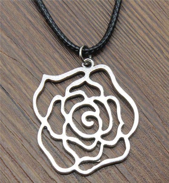 

wysiwyg 5 pieces leather chain necklaces pendants choker collar male necklace fashion hollow rose flowers 37x36mm n6b140089815565, Golden;silver