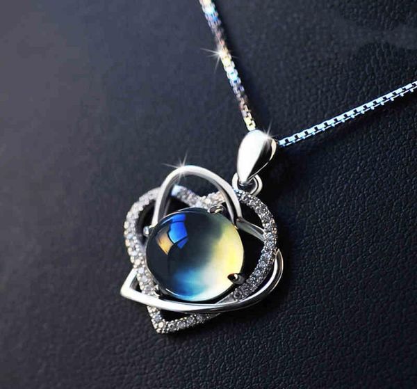 

cat eye stone heart necklace silver 925 sterling jewelry women cubic zirconia pendants necklaces accessory4824865