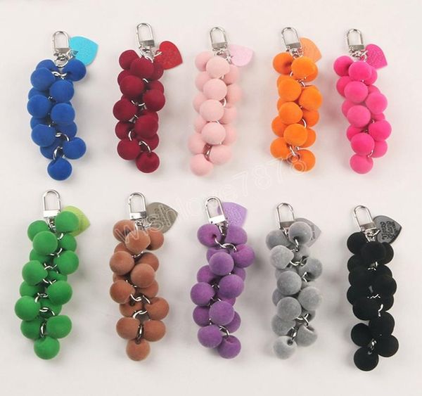 

creative fruit grape keychain cute plush pendant pompom ball car trinket key chain for women girl handbag keyring gift accessory4523226, Slivery;golden
