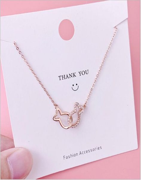 

925 sterling silver double kissing fish clavicle pendant necklaces mori light luxury female wearing necklace choker7709768