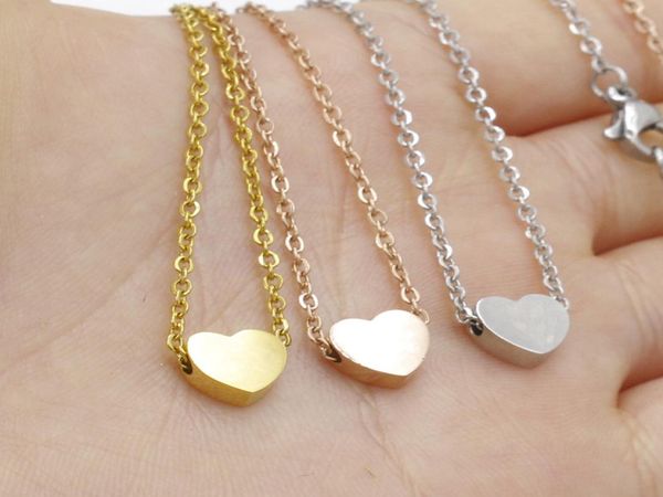 

stainless clavicle necklace heart pendant choker for women wedding gift jewelry8314048, Silver