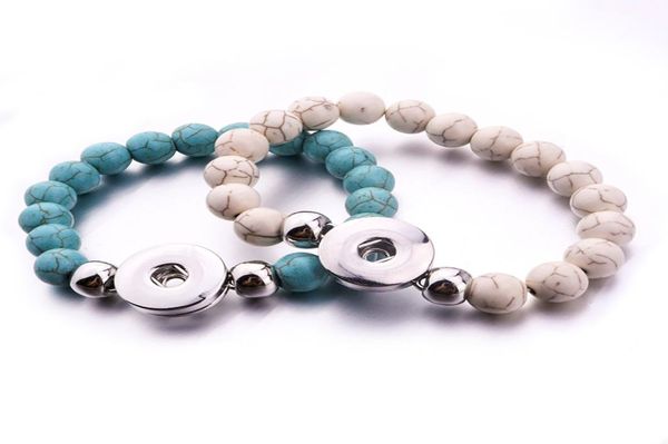 

natural stone snap jewelry handmade beaded bracelet fit 18mm snaps buttons elastic strand beads bracelet9756477, Golden;silver