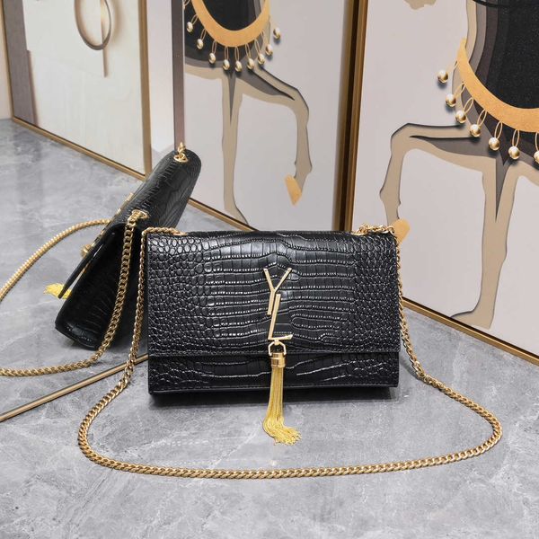 

r shoulder bag fashion classic fringed alligator print women chain skew bag luxury clamshell skew bags handbag tote purse 1713