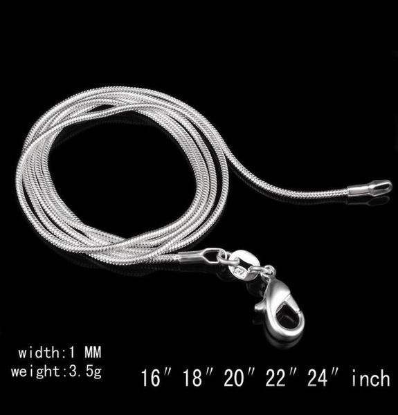 

2020 fahmi 925 sterling silver plated snake chain necklaces for woman lobster clasps chain statement jewelry size 1mm 16 18 20 22 1478950