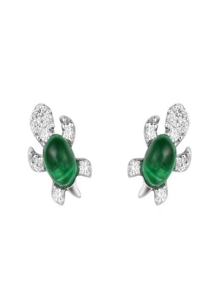 

925 sterling silver chic retro turtle lovely emerald tortoise animal ear studs earrings women and girls gift9286327, Golden;silver