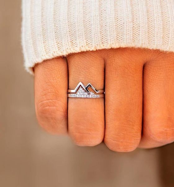 

2022 fashion peak ring minimalist jewelry wedding jewelry vintage punk snow mountain finger rings for women simple couple rings tr2547754, Silver