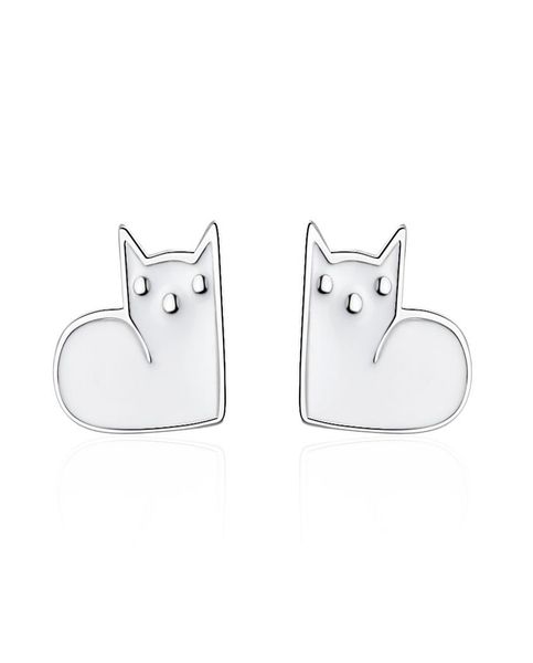 

tt197 s925 sterling silver needle super cute cats ear stud earrings female personality epoxy black cat jewelry for young girl gif8240613