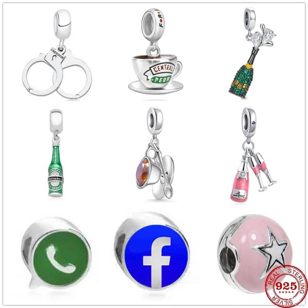 

925 sterling silver beads fine jewelrybeads new 925 sterling silver creative social app coke pendant dangle charms bead fit origin2656204