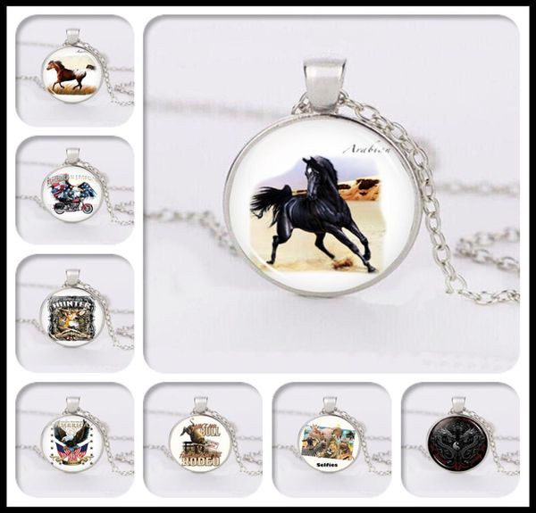 

2018 glass necklaces horse cow eagle deer silver cabochon time gemstone necklace pendant jewelry for woman man child baby7226697