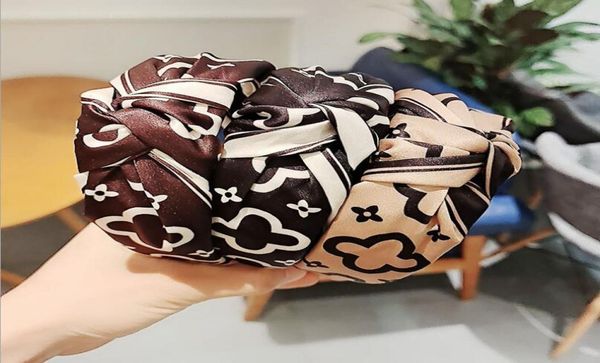 

3 colors girls designer flower print headbands fashion knotted headband hair hoop headwear accessories for female women whole7749318, Silver