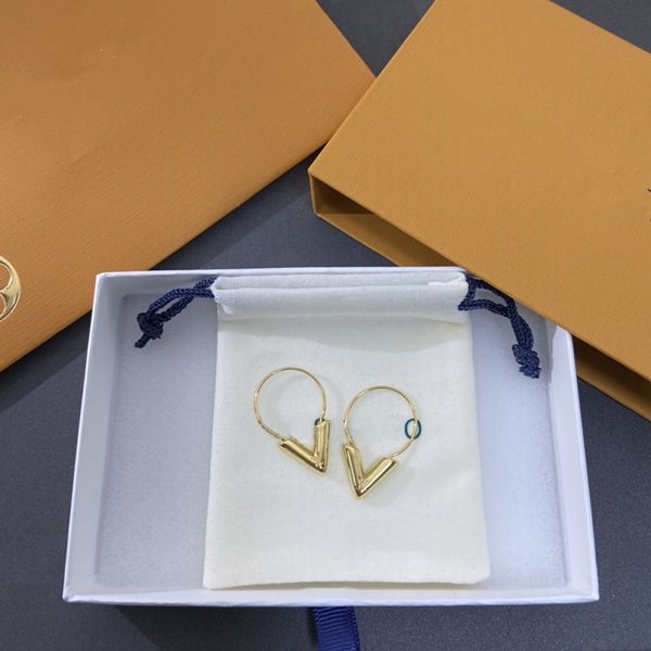 

delicate earrings designer letter studs fashion ear hoop simple earring for man womens 18k gold plated good quality jewelry, Golden;silver