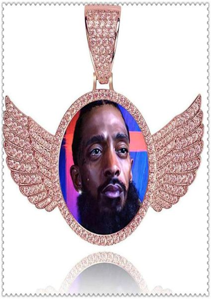 

14k custom made po round medallions pendant necklace 3mm tennis chain silver gold color zircon men hiphop jewelry8264149