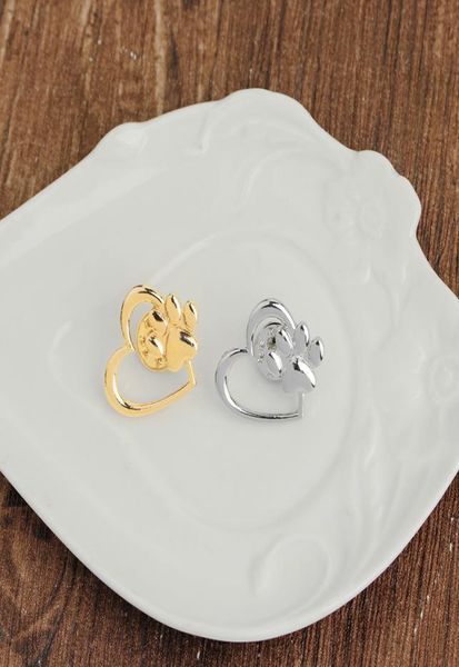 

silver gold color love heart paw lapel pin pet paw print pet loss and pet memorial pins jewelry dog cat lover gifts1595904, Gray