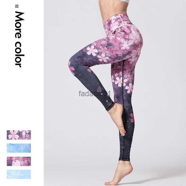 

cloud hide yoga pants women flower high waist sports leggings girl tights push up trainer running trousers workout tummy control l230621, Black