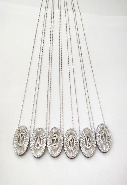 

new design jewelry silver color micro pave cubic zircon cz crystal alphabet letter pendants necklace nk4301717906