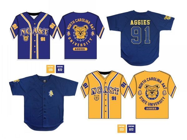 

north carolina a&t university baseball jersey men women youth baseball jerseys any name and number double stitched blue gold, Blue;black