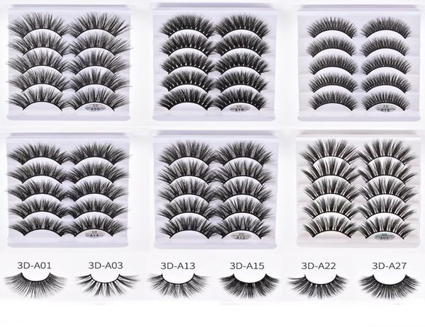 

new 5 pairs soft fake 3d mink hair false eyelashes handmade wispy fluffy long faux mink lashes natural eye makeup tools5500398