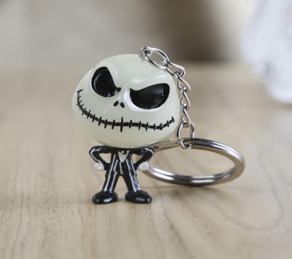 

the nightmare before christmas keychain jack skellington key ring hanger head glowed in dark figure toy keychains5532883, Silver