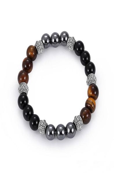 

charm natural stone bracelets silver black crown bead men039s bracelets beads bracelet for women men8512016, Golden;silver