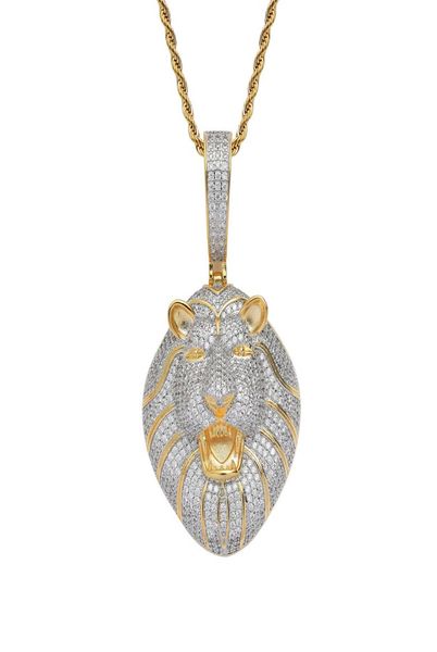 

hip hop iced out bling cz lion head pendant iced out animal necklace with rope chain fashion jewelry7098364, Silver