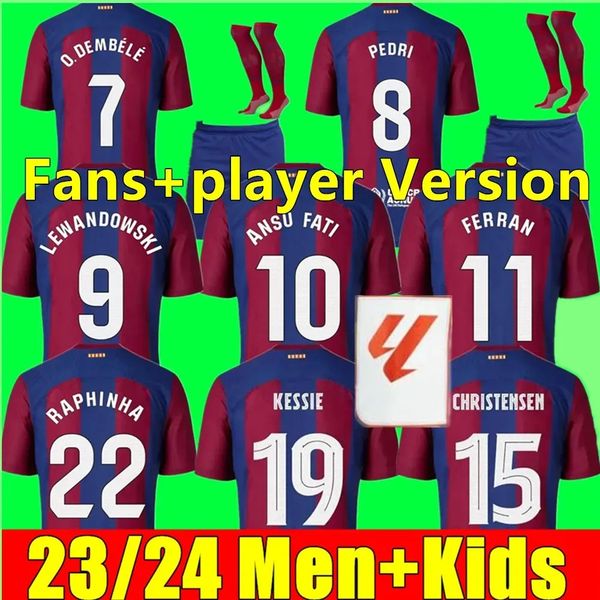 

23 24 lewandowski soccer jersey gavi camiseta de futbol pedri ferran barcelonas 2023 2024 fc ansu fati barca raphinha men football shirts ki, Black;yellow