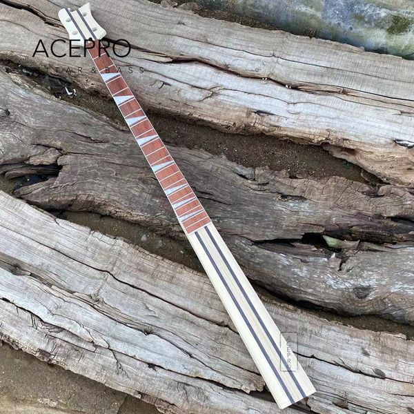 

bass guitar neck, 5-piece maple+rosewood thru neck, diy electric bass neck, rosewood fretboard, with frets, no painted