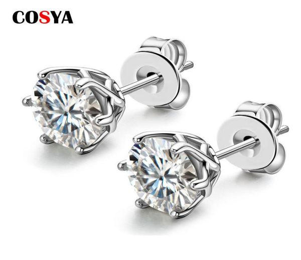 

stud cosya real 051 carat d color diamond earrings for women 925 sterling silver fine jewelry engagement gifts 2210206510064, Golden;silver