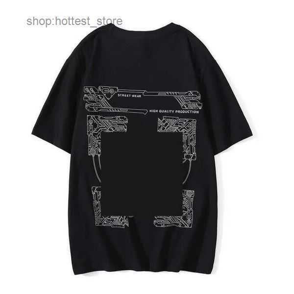 

men's fashion sports t-shirts designer offs white tees luxury cotton loose casual summer short sleeves oil painting black back print a, White;black