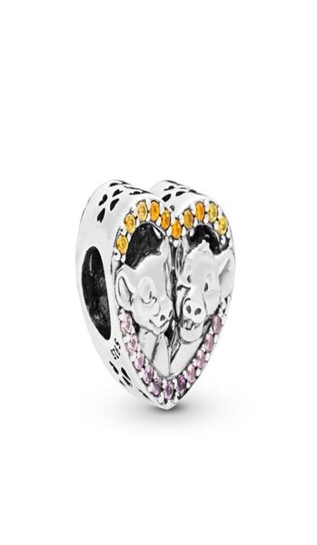 

new real 2019 summer 925 sterling silver bead sparkling simba nala heart charm fit original european women bangle bracelet diy j9468617, Black
