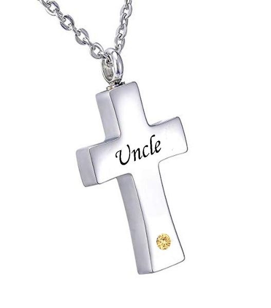 

fashion jewelry cross urn necklace for ashes keepsake uncle memorial pendant stainless steel cremation jewelry8032286, Silver
