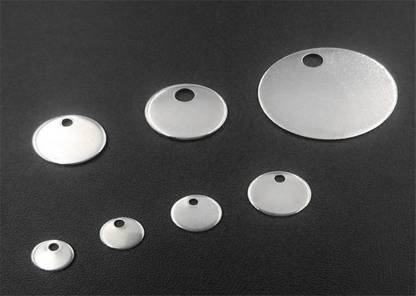 

100pcs 614mm stainless steel stamping tags charms pendants end chain pendant round tag charms for necklace bracelet making8450325, Blue;slivery
