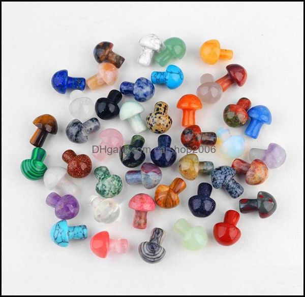 

stone loose beads jewelry reiki healing chakra natural 2cm mushroom bead ornaments quartz mineral crystal tumbled gemstone hand dh8100649, Black