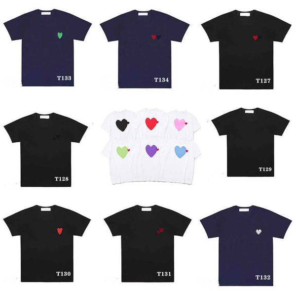 

play designer men's t shirts fashion women's cdg short sleeve heart badge clothes, White;black