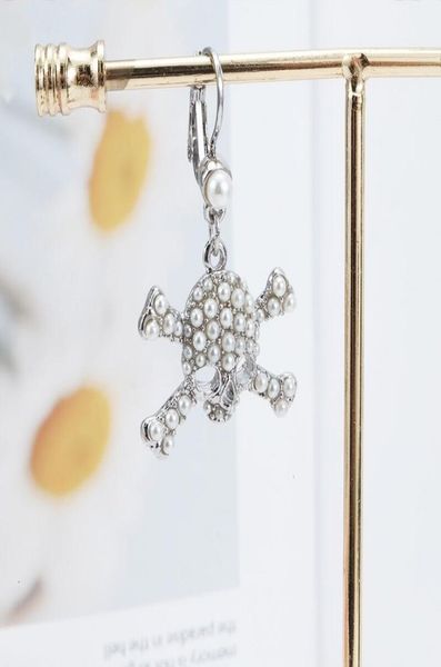 

skull new style skull pearl earrings queen mother saturn fashion8825636, Silver