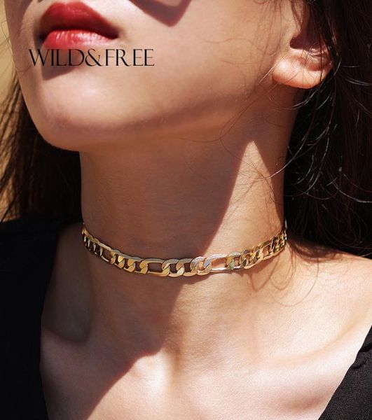 

new cuban link chain choker necklace for women goldblackrose gold copper necklace statement chokers whole jewelry5168195, Golden;silver