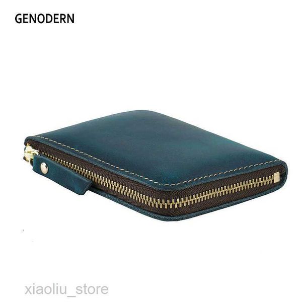 

money clips genodern handmade mini wallet for men women short crazy horse leather zipper wallet credit card holder coin pursehkd230627, Black