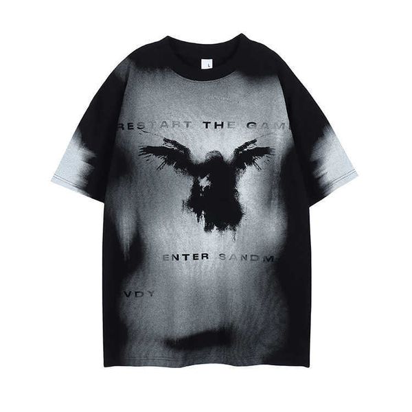 

high wxwovdy 23ss street fashion brand t-shirt small neckline tie dyed personalized oversize round neck short sleevefecw stussysi, White;black