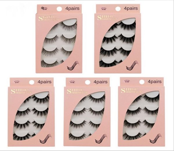

3d mink false eyelashes faux cils 4 pairs bushy eyelash natural sof handmade crisscross eye lash extensions makeup4209258