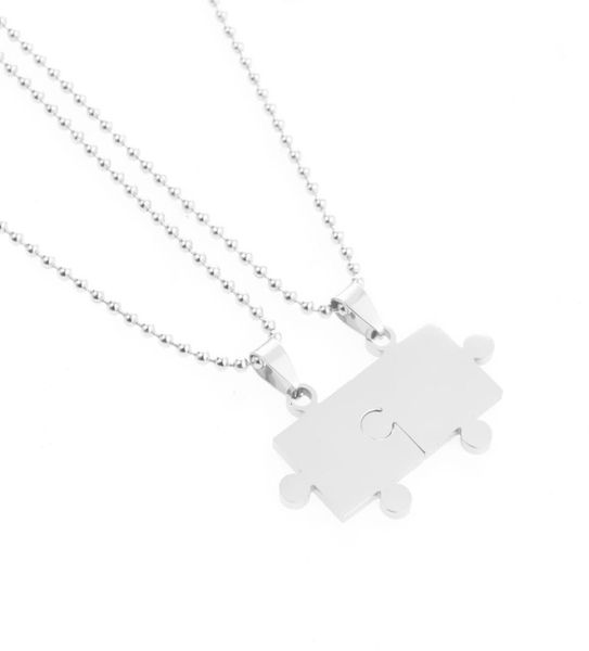 

pendants paired couple 60cm necklace stainless steel smooth puzzle necklaces for lover woman man collar collier polishing onkn8490492, Silver