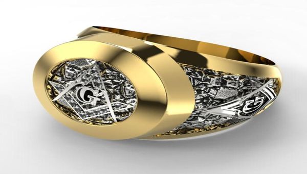

stainless steel fashion jewelry masonic ring for men mason symbol g templar masonry rings8518698, Golden;silver