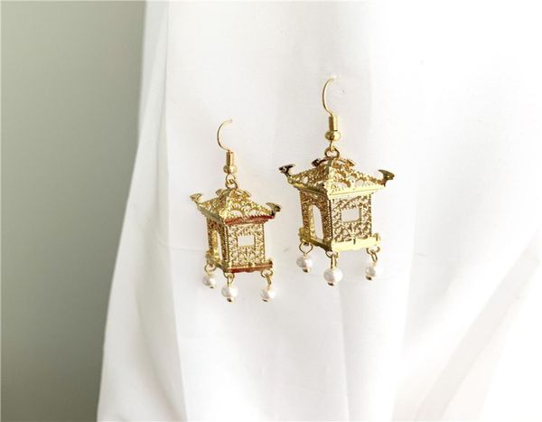 

personality geometric lantern pyramid three dimensional earringstassel earring cubic zirconia earrings big earring1852543, Silver