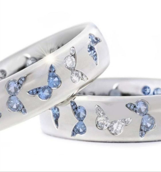 

fashion gold letter love rings bague for lady in europe and the united states jewelry exquisite butterfly inlay mixed color zircon6394897, Golden;silver