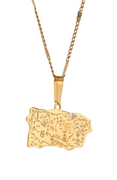 

stainless steel puerto rico map pendant necklaces puerto ricans map charm jewelry6523904, Silver