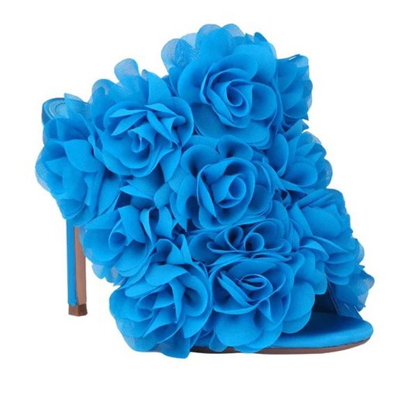 

2023 women ladies genuine leather satin sandals high heels summer peep-toe open toed slipper rose flower wedding party dress gladiator casua, Black